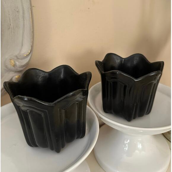 2 Vintage BON CHEF Fluted Pewter BLACK Individual Baking Serving Cups Bowls pair - Picture 12 of 16